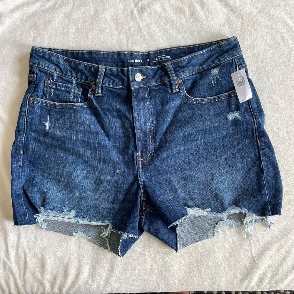 NWT Old Navy O.G. Straight High-Rise Cutoff Shorts Sz 14